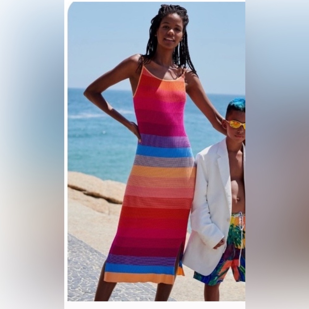Banana Republic Rainbow Stripe Maxi Tank Dress - XS